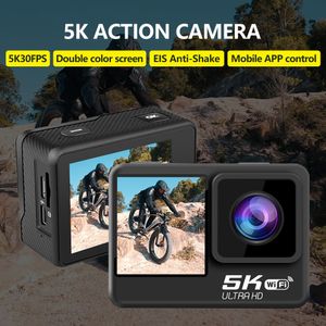 Weatherproof Cameras 5K WiFi Action Camera Anti Shake Dual Screen 30m Waterproof 170 Wide Vinkel 1050mAh Sports Cam Drive Recorder Helmet 230825