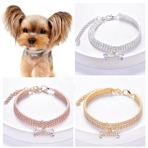 Dog Collars Necklace Adjustable Cat Collar Zircon Bone Rhinestone High Grade Pendant Jewelry Luxury Metal Copper