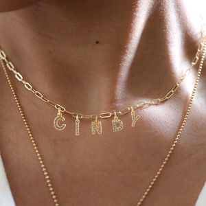 Charms Custom Personalized diy Initial Letter Name Necklace for Women Gold color Pendant Necklaces Stainless Steel chain drop 230825