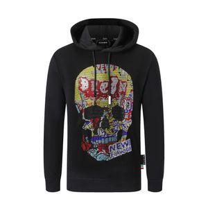 PLEIN BEAR Brand Men's Hoodies & Sweatshirts Warm Thick Sweatshirt Hip-Hop Loose Characteristic Personality PP Skull Pullover Rhinestone Luxury Men's Hoodie 2072