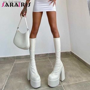 Boots Fashion Sexy Party Women Winter Boots 2022 Platform Chunky High Heels Motorcykel Långa stövlar Luxury Big Size Punk Shoes Woman T230824