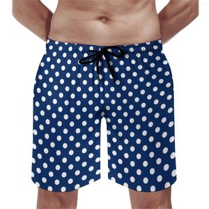 Men's Shorts Summer Board Polka Dots Running Navy Blue And White Custom Beach Hawaii Quick Dry Swim Trunks Large Size
