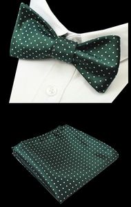 Gravatas Rbocott Mens Auto Dot Bow Tie Set Verde Seda Jacquard Tecido Bowtie Casamento Bowties e Bolso Quadrado Festa de Aniversário 230824