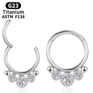 Titanyum Clicker Piercing Zirkon Burun Yüzüğü G23 Küpe Tragus Septum Heliks Vücut Takı Kıkırdağı Daith Büyüleyici Kadınlar Labret