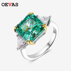 Pierścionki ślubne OEVA 100% 925 SREBRORY 10*10 mm szmaragdowe diamentowe pierścionki z wysokim węglowym węglowym dla kobiet błyszczące wesel