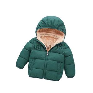 Para baixo casaco menino crianças menina inverno velo acolchoado jaqueta moda cor sólida com capuz jaqueta de bebê crianças jaqueta de algodão crianças roupas de inverno x0825