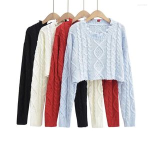 Women's Sweaters Long Sleeve Top Winter Vintage Clothes Women 2023 Knit Ripped Sweater Distressed Cropped Loose Preppy Pullover