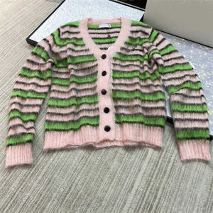 Designer Cardigan Women Sweaters Womens Knit Sweater Fall Tops Jacket Stylish Striped Mohair Knitwear Soft Comfort Lady Clothing Cardigan Designer Woman 55