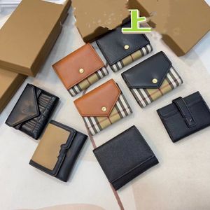 Designer Classic Hold Head Layer Cowhide Plaid Wallet Triple Fold Designer Kreditkort Holder Plånbok med Box Card Bag