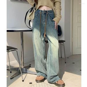 Kvinnors jeans överdimensionerade kvinnor y2k casual lösa byxor denim vintage kläder raka byxor hög midja i full längd