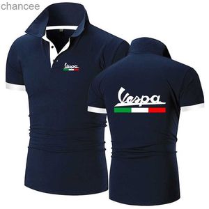 Vespa 2023 Yeni Erkekler Yeni Yaz Sıcak Satış Baskı Polo Gömlek Kısa Kollu Pamuk İş Üstleri Giyim HKD230825
