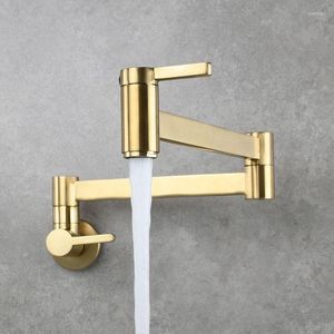 Kitchen Faucets Wall-mounted Single Hole Double Switch Folding Faucet Cold Water Sink Tap Bathroom Basin