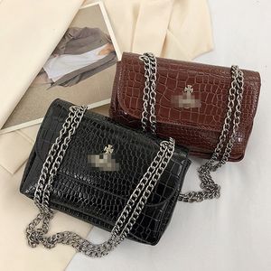 Small Square Bag Vintage Planet Pattern Tote Fashion Alligator Chain Crossbody Bags