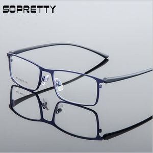 Sunglasses Frames 54-17-135 Business Men's Square Steel Plate Glasses Frame Metal Eyeglasses for Myopia Hyperopia Prescription Glass Frames F9872 230825