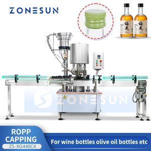 Zonesun ZS-XG440C4 Automatisk ROPP-kapning Maskinlock Tätningsrulle på Pilfer Proof Bottle Closure System Olive Oil Packaging