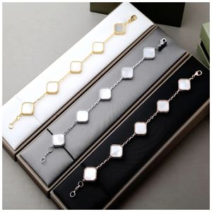 Designer-Schmuck-Armband für Frauen, vierblättriges Gras, plattiert, 18 Karat Gold, Achat-Kette, weiblich, hochwertige Schmuckstücke, Luxus-Verlobung, Freundin, Weihnachtsgeschenk