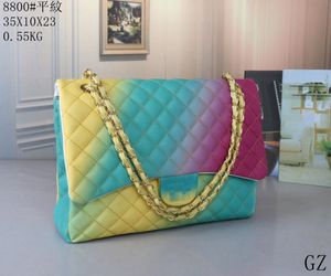 Fragrant Granny CF oil wax leather bright patent leather postman bag women's bag chain square bag women's baked lacquer leather bag scented bag multi-color plain