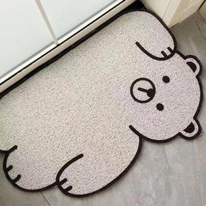 Carpet Cartoon Bear Sand Scraping Dust Door Entrance Doormat Hallway Bath Nonslip Rug Removal Wire Loop Footpad 230825