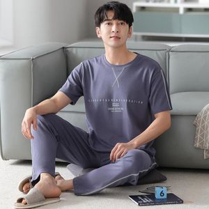 Men's Sleepwear Pajamas Set Combed Cotton Pyjamas Cartoon Pijamas Short-sleeve Pants Suit Loungewear Nightwear Homewear For Man