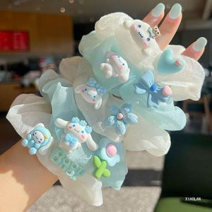 Blue Big Ear Dog Series Large Hair Scrunchies Women Dancing Kuromi Hair Ties Holder Ropes For Women Girl Mesh Hair Accessories 2482