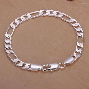 Urok Bracelets Fine 925 Stamp Silver 8 mm Women Men Sain Wedding Fashion Modna biżuteria Figaro Bransoletka 20 cm