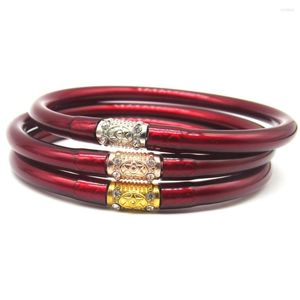 Bangle 3pcs Red Tibetan Buddha Girl Bracelet Thailand Monk Mantra Buddhist Jelly Friendship For Women