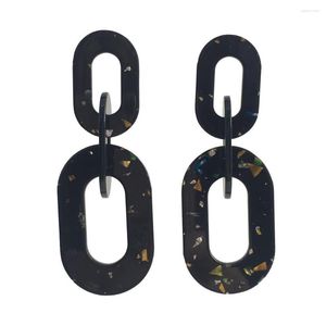 Orecchini pendenti casual glitter decorati piastra ovale in acrilico nero goccia collegata per donna ragazza grosso splendido accessorio di gioielli adorabili