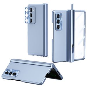 Luxury Magnetic Ginge Plating Vogue Phone Case för Samsung Galaxy Folding Z Fold5 5G Invisible Bracket Membrane Kickstand Stylus Fold Shell With Pen Slot Holder