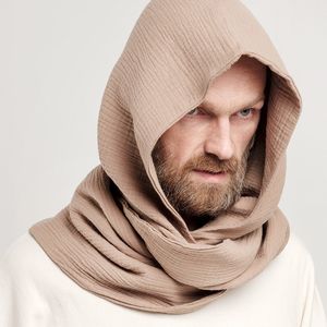 Schals aus 100 % Baumwolle, doppelseitig mit Kapuze, Unisex, Schal, Mütze, Set, Retro-Männer und Frauen, Stirnband, Cowl, multifunktional, Wickelschal mit Infinity-Kreis, 230825