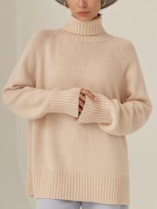 Maglioni da donna Maglione lavorato a maglia bianco Donna Autunno Inverno Manica lunga Dolcevita Pullover Maglieria allentata casual moda femminile elegante