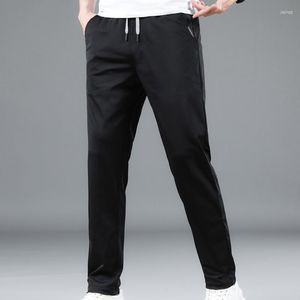 Men's Pants Tight Ice Silk Casual Summer Thin Loose Straight Elastic Sports Quick Dry Long