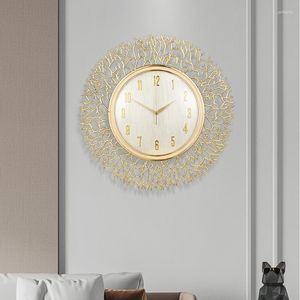 Wall Clocks 37cm Modern Luxury Lucky Gold Clock Living Room Art Fashion Watches Coral Decoration Circular Home Decor