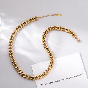 Chains Fashion Stainless Steel Gold Color Cuban Chain Choker Necklace High Quality Charm Link Curb Pendant For Women Jewelry