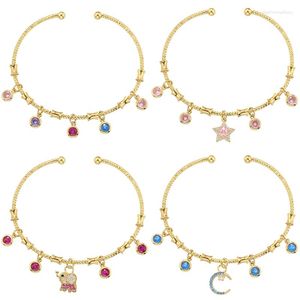 Bangle Zhukou Candy Charms Pulseira para Mulheres Cor de Ouro Romântico Pulseiras Redondas Crianças Presentes de Aniversário Homem Jóias VL338