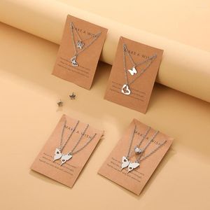 Kedjor Rostfritt stål BFF -halsband 2 -bitar Butterfly Matchande halsband för att dela med din vän Silverpläterade smyckespresenter