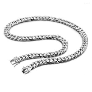 Chains Italy Design Miami Kubanische Gliederkette aus massivem 925er Sterlingsilber für Herren – Halskette mit Kastenschloss, 10 mm, 55,9–71,1 cm, Schmuck, Geschenk