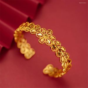 Bangle 24K Золотые браслеты для женщин открытый браслет pulseira femme Свадебные свадебные ювелирные аксессуары подарки Биджу