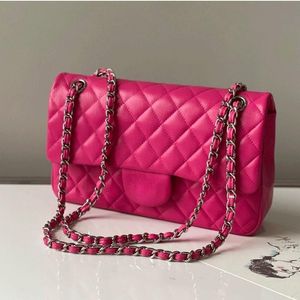 Luxurys designer väska kvinnors handväska mode kedja axel väska pläd vänd purse fårskinn dubbel bokstav fast färg axelväska crossbody väska