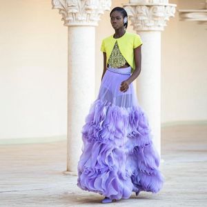 Skirts Violet Classic Elegant Women Skirt Tulle Ruffle Layered Floor Length A-Line See Thru Evening Pography Custom Made