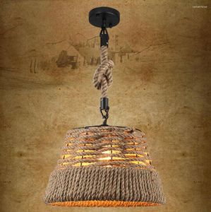 Pendelleuchten Wicker Loft Eisen Seil Droplight Edison Industrie Vintage Leuchten für Esszimmer Bar Hängelampe Home Beleuchtung