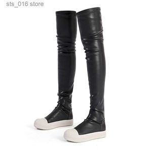 Stiefel Damen Überkniehohe Stiefel Motorrad Chelsea Plateaustiefel 2022 Winter Gladiator Mode PU Leder High Heels Stiefel Schuhe T230824