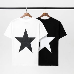 Moda verão moda high street algodão camiseta moletom camiseta pulôver respirável masculino e feminino estrela de cinco pontas estampa casual camiseta de manga curta