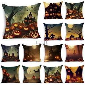 Fashion Halloween Scary Night Moon Pumpkin Lantern Linen Throw Pudowcase Decorative Cushion Cover för SOFA Living Room Party HKD230825 HKD230825