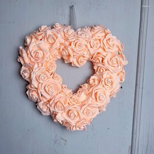 Fiori decorativi San Valentino Cuore d'amore Ghirlanda per porta Decorazioni per feste felici per la confessione di nozze a casa Proporre un bouquet da sposa romantico