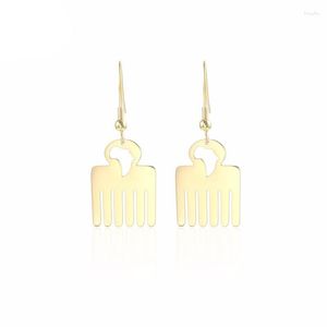 Dangle Earrings Stainless Steel Classic Hollow Africa Map Comb Shape Drop Creative Design African Women Jewelry Gift