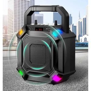 Computer Speakers Hand Holder Outdoor Wireless Bluetooth Speaker Karaoke Set MIC TF Card FM Radio Soundbar AUX USB Subwoofer HKD230825