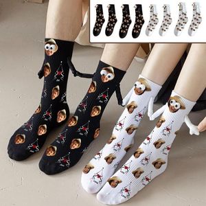 Spor çorapları özel komik sevimli büyük gözler, po siyah beyaz kızlar harajuku çift pamuk çorap 1 çift