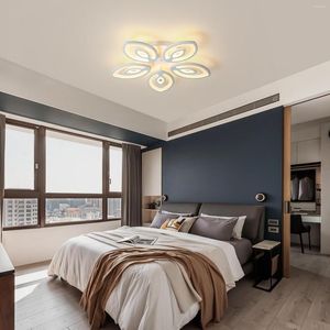 Ceiling Lights LED Modern Acrylic Lamp Fixture With Remote Control 5-Light Flower Flush Mount Chandelier (45W/25.6in)