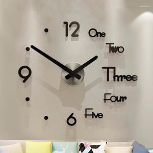 Wanduhren Große 3D DIY Uhr Modernes Design Acryl Stille Uhr Badezimmer Aufkleber Großes Wohnzimmer Schwarz Home ZY50GZ