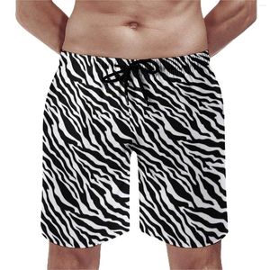 Męskie szorty Zebra Stripe Board Summer Animal Print Sportswear Beach Short Pants Mężczyźni Szybkie suche zabawne grafika Plus Size Swimming Plutks